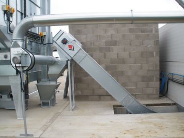 Image of grain cleaning equipment at a grain cleaning and processing site